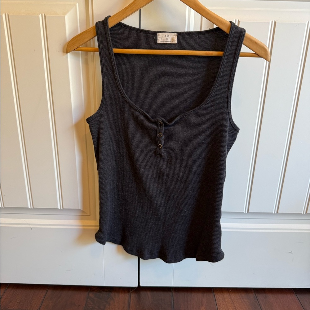 T.La Charcoal Buttoned Tank Top